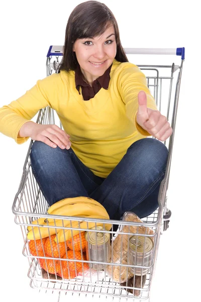 Mujer con carrito de compras — Foto de Stock