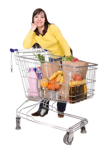 Mujer con carrito de compras — Foto de Stock