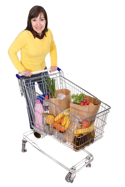 Mujer con carrito de compras —  Fotos de Stock