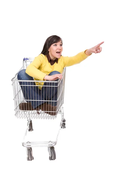 Mulher com carrinho de compras — Fotografia de Stock