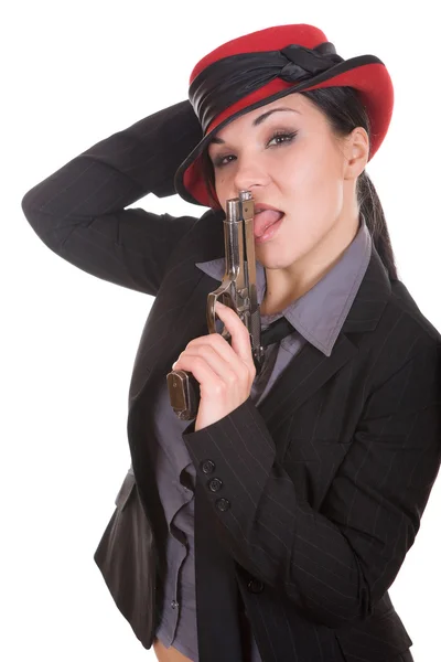 Donna con pistola — Foto Stock