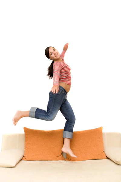 Vrouw springen — Stockfoto