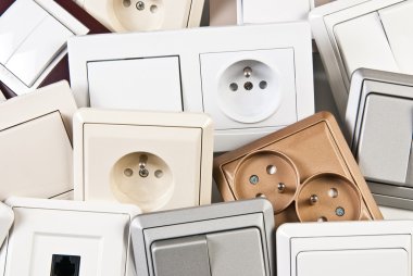 Electrical colorful switches and sockets clipart