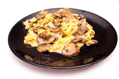 Scrambled eggs with mushrooms clipart