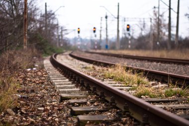 Railroad and red lights for train clipart