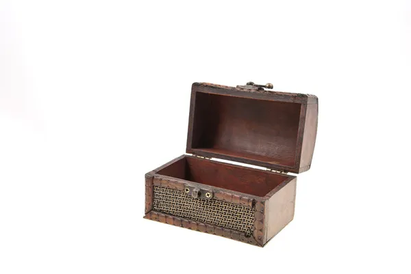 stock image Opened wooden and metal old casket