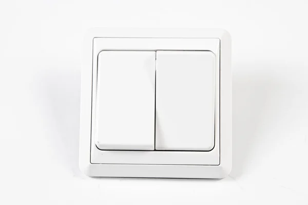 Witte dubbele lichtschakelaar — Stockfoto