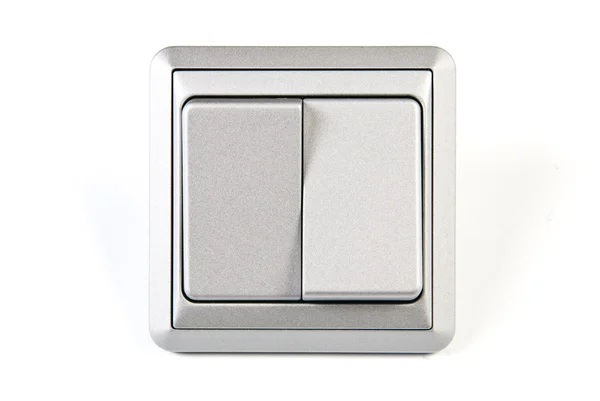 Interruptor de luz dupla prata — Fotografia de Stock