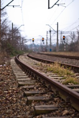 Railroad and red lights for train clipart