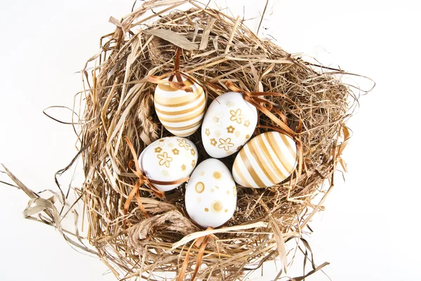 Easter eggs in nest — Stock Photo, Image