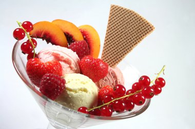 Ice cream with fruit clipart