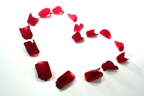 Heart of red rose petals as background — Stock Photo, Image