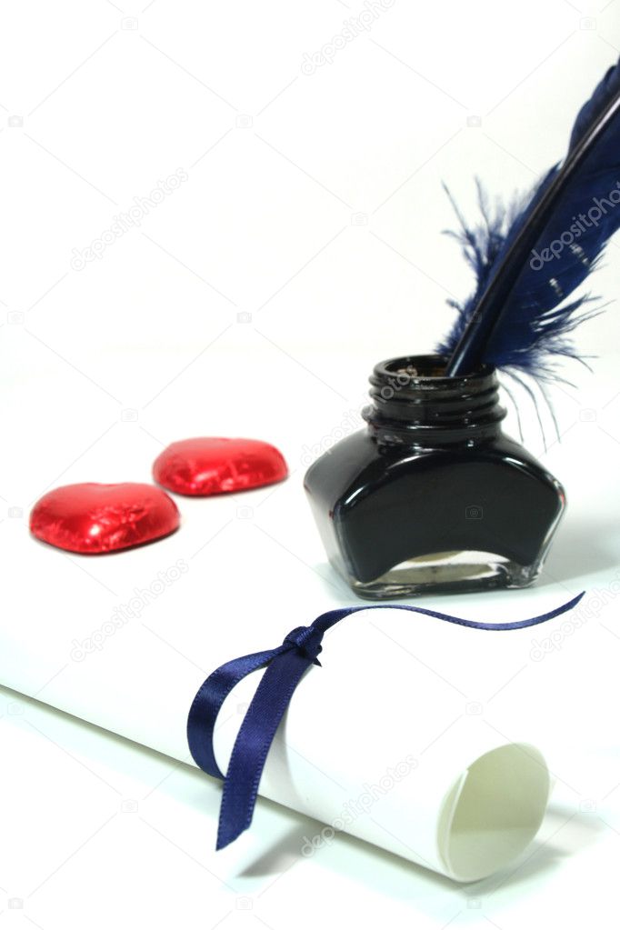 Letter and pen and ink with red hearts Stock Photo by ©photooasis 2024937