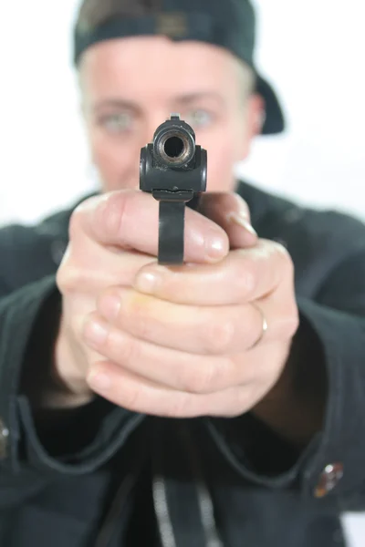 Bir silah olan kadın — Stok fotoğraf