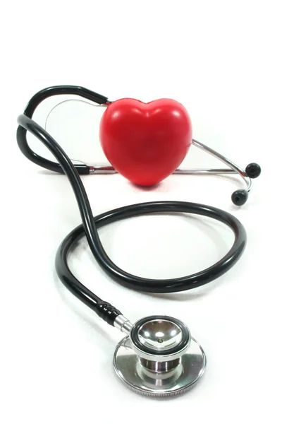 Piros szív sztetoszkóp — Stock Fotó