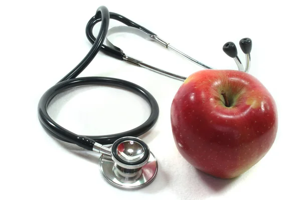 Stethoscoop met apple — Stockfoto