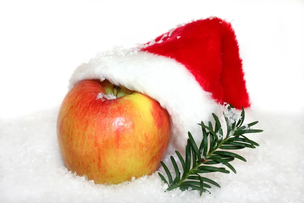 stock image Apple with Santa Hat