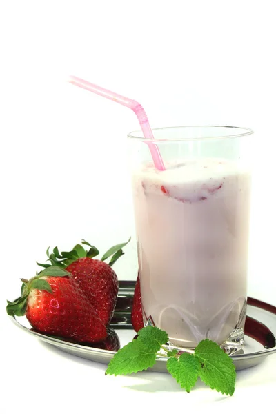 Strawberry shake with lemon balm — Stock Photo, Image