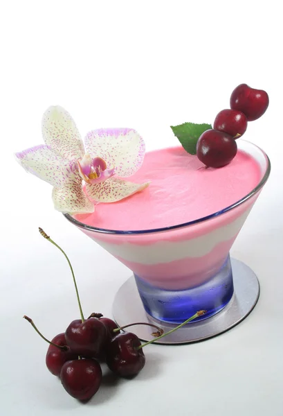 Cherry-vanilla dessert — Stock Photo, Image