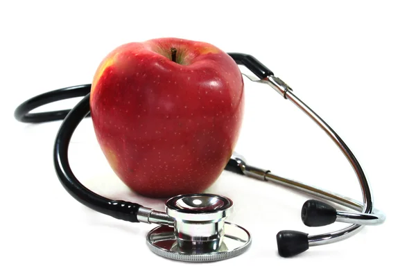 Stethoskop mit Apfel — Stockfoto