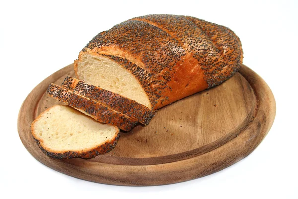 Pão branco com sementes de papoila — Fotografia de Stock