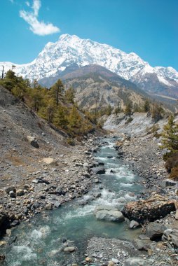 Marsyangdi river, Tibet. clipart