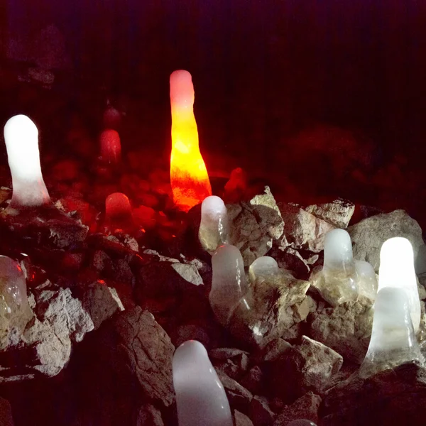 Multicolored ice stalagmites — Stock Photo, Image