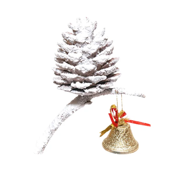 Рождественский снег с маленьким колокольчиком — стоковое фото