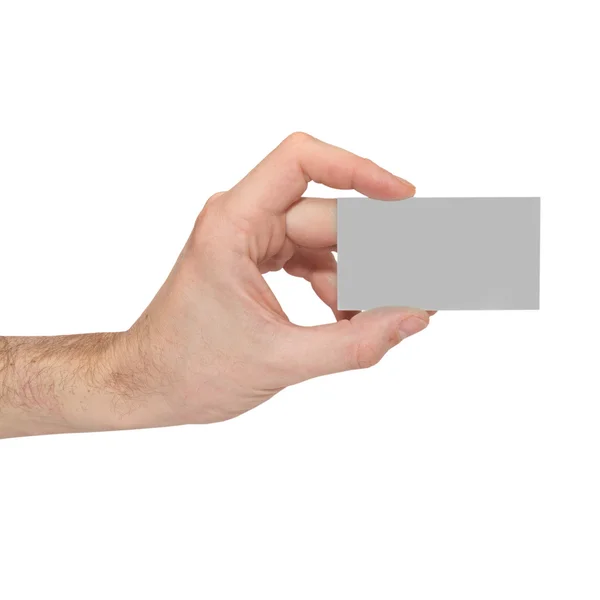 Gray card blank in a hand — Stock Photo, Image