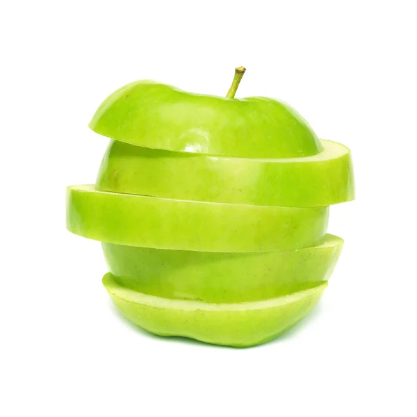 Нарезанное зелёное яблоко — стоковое фото