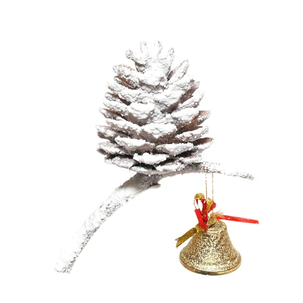 Boże Narodzenie śniegiem stożek mały Dzwoneczek — Zdjęcie stockowe