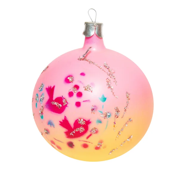 Pink Christmas bauble isolated on white. — Stock Photo, Image
