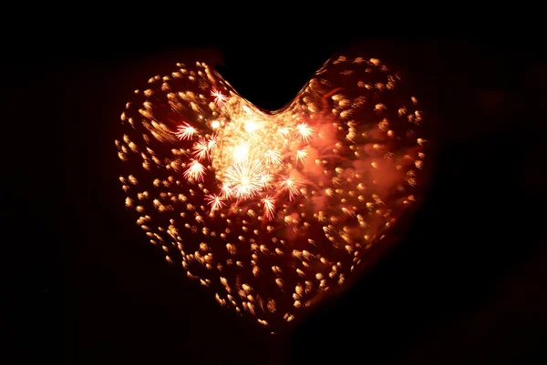 Herz aus Feuerwerk — Stockfoto