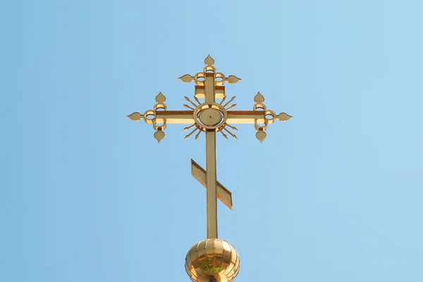 Χρυσός ορθόδοξος σταυρός — Φωτογραφία Αρχείου