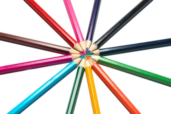 stock image Circle of colored pencils