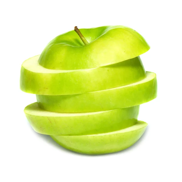 Нарезанное зелёное яблоко — стоковое фото