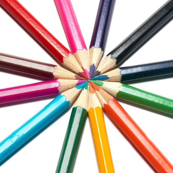 Cerc de creioane colorate — Fotografie, imagine de stoc
