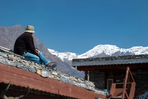 Tibetaanse dorp in de Himalaya mountain. — Stockfoto