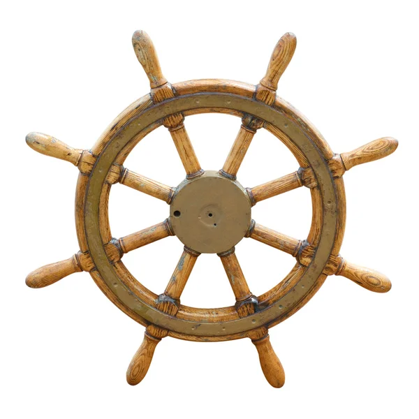 Stare koło kierownicy łodzi — Zdjęcie stockowe