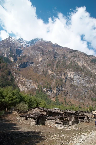 在喜马拉雅山中的藏族村 — 图库照片