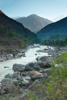 Marsyangdi river, Tibet. clipart