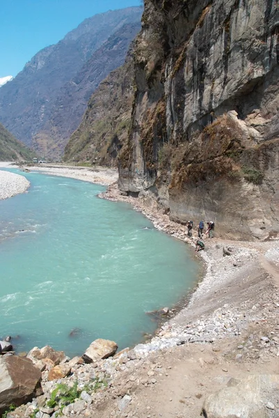 Marsyangdi řeka, tibet. — Stock fotografie