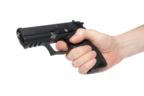 Black gun in a hand — Stock Photo, Image