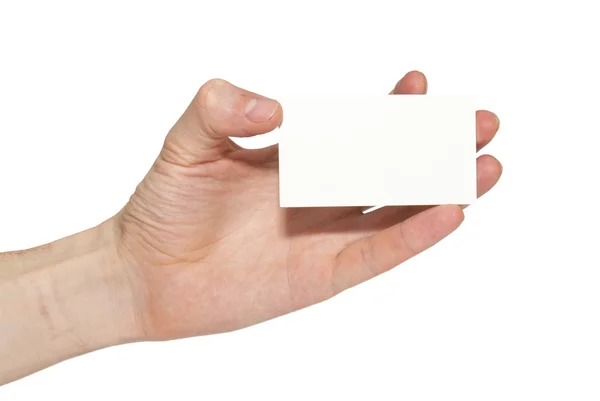 灰色のカードの手で空白 — ストック写真