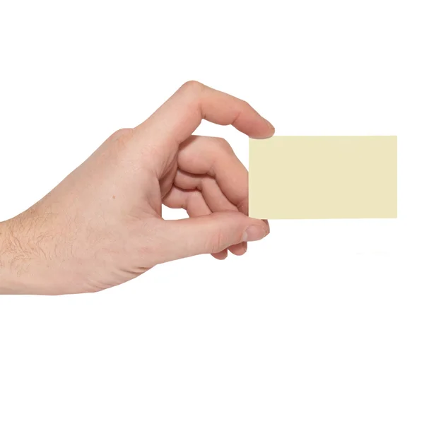 Szürke kártya üres, a kéz — Stock Fotó