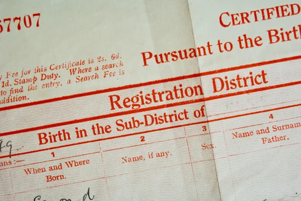Certificado de nacimiento —  Fotos de Stock
