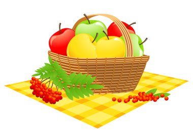 Basket with apples clipart