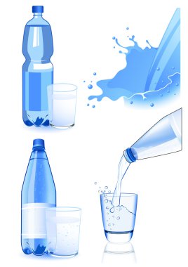 Bottle and glass set clipart