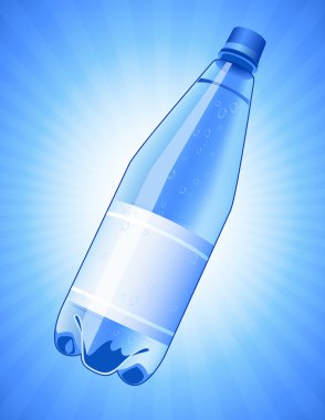 Bottle of water on blue background clipart