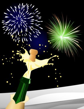 Champagne and fireworks clipart